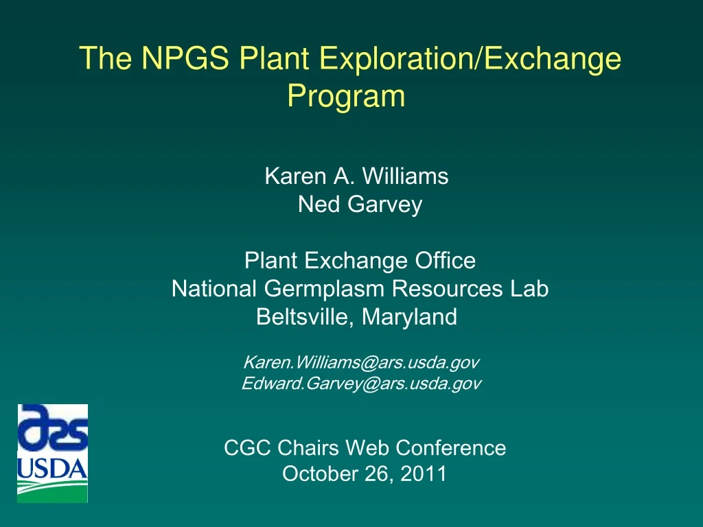 the npgs plant exploration exchange program