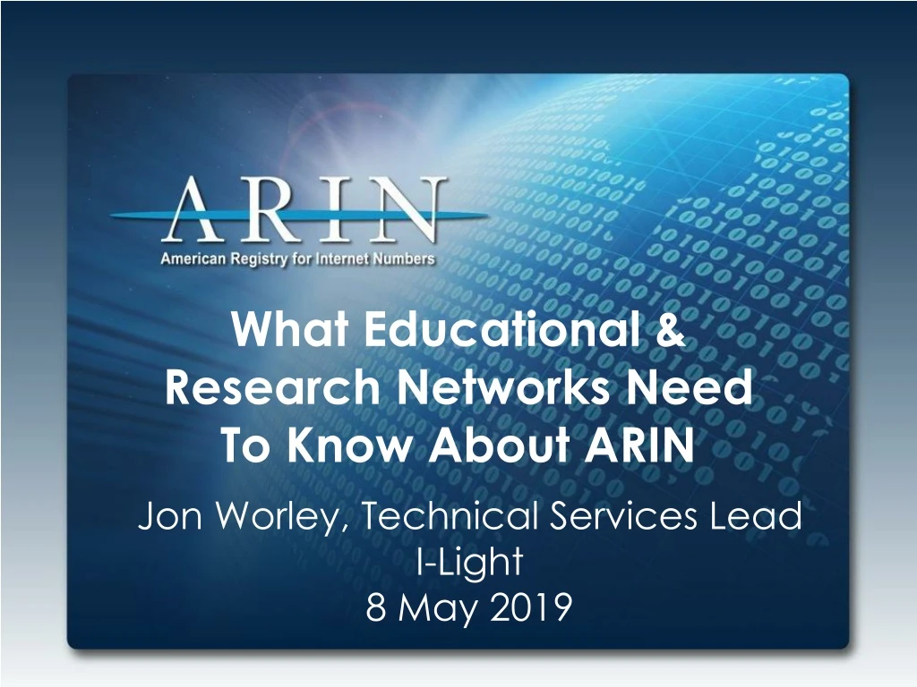 what educational research networks need to know about arin