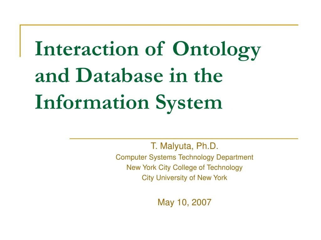 interaction of ontology and database in the information system