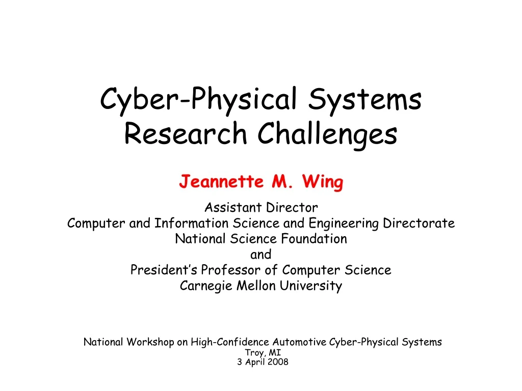 cyber physical systems research challenges