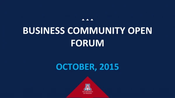 BUSINESS COMMUNITY OPEN FORUM OCTOBER, 2015