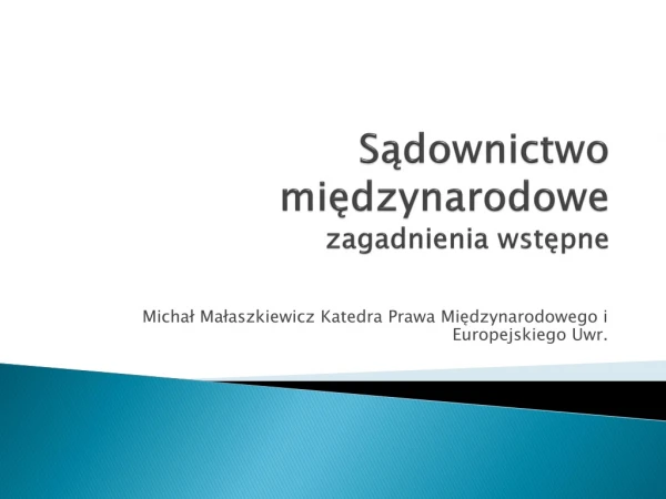 Sądownictwo międzynarodowe zagadnienia wstępne