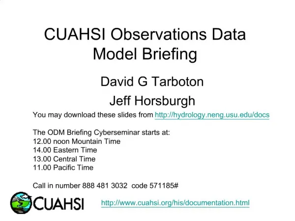 CUAHSI Observations Data Model Briefing