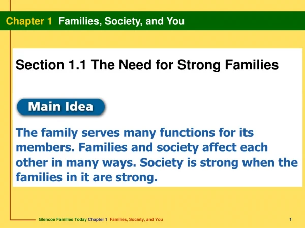Section 1.1 The Need for Strong Families