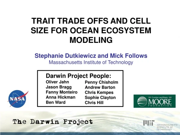 TRAIT TRADE OFFS AND CELL SIZE FOR OCEAN ECOSYSTEM MODELING Stephanie Dutkiewicz and Mick Follows