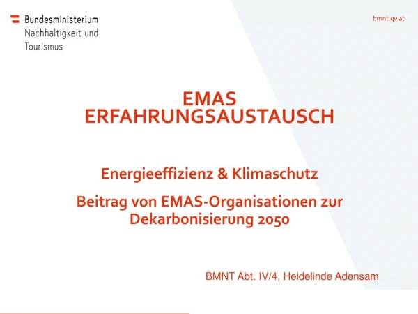 EMAS Erfahrungsaustausch Energieeffizienz &amp; Klimaschutz