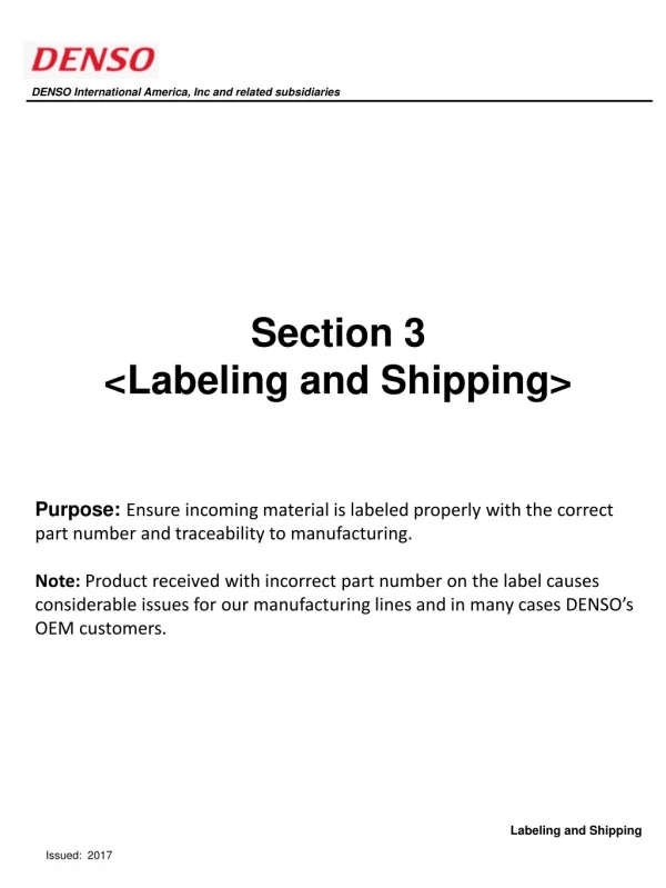 Labeling and Shipping