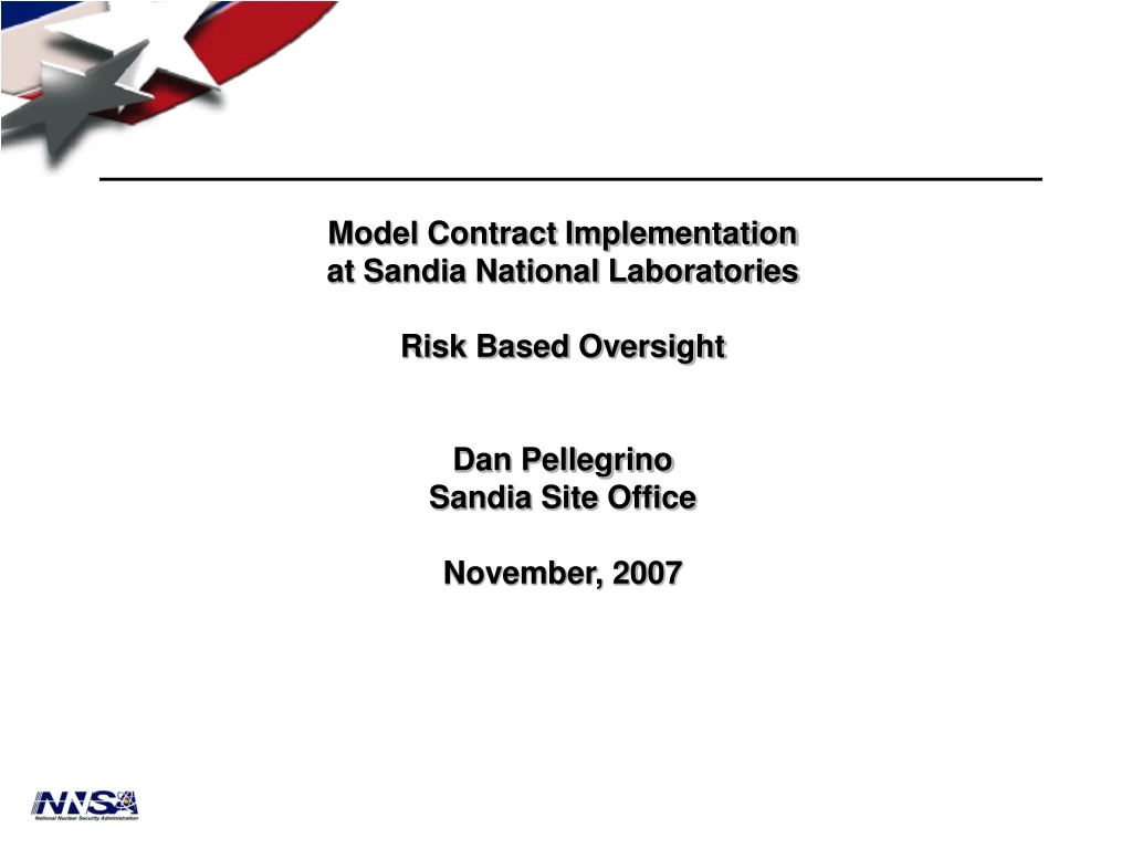 model contract implementation at sandia national
