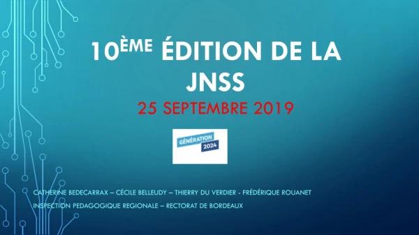 10 ème  édition de la JNSS 25 septembre 2019