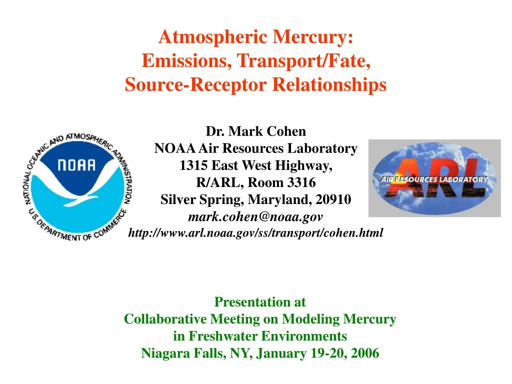 atmospheric mercury emissions transport fate source receptor relationships