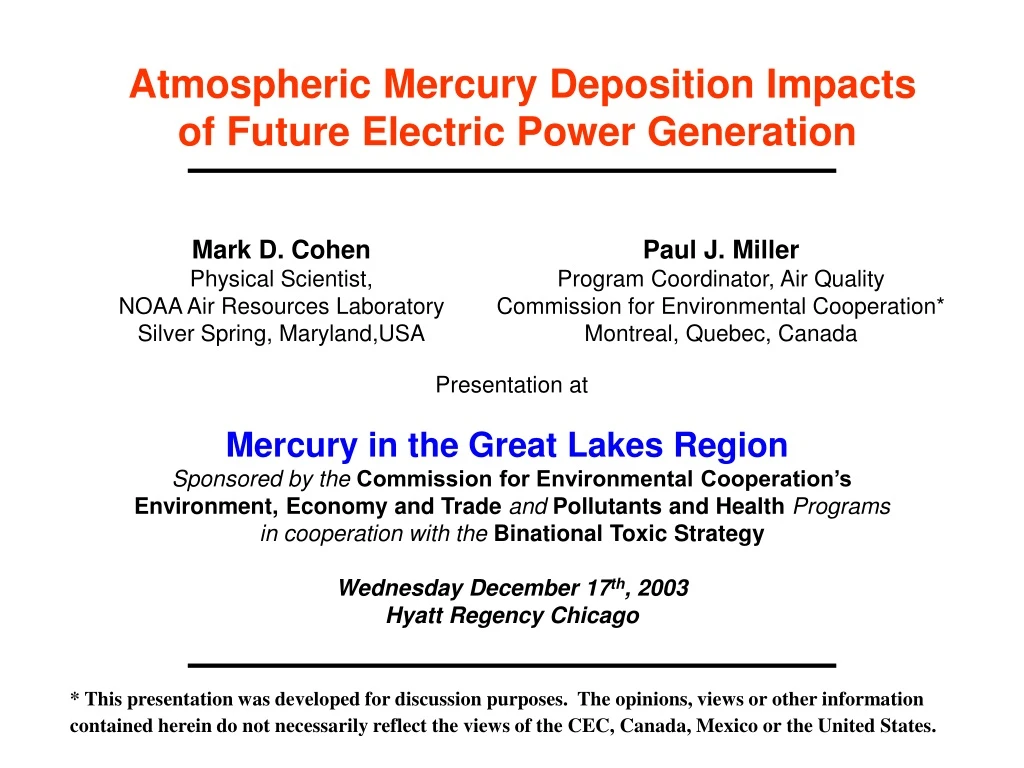 atmospheric mercury deposition impacts of future
