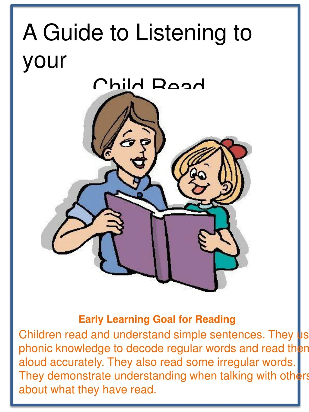 a guide to listening to your child r ead