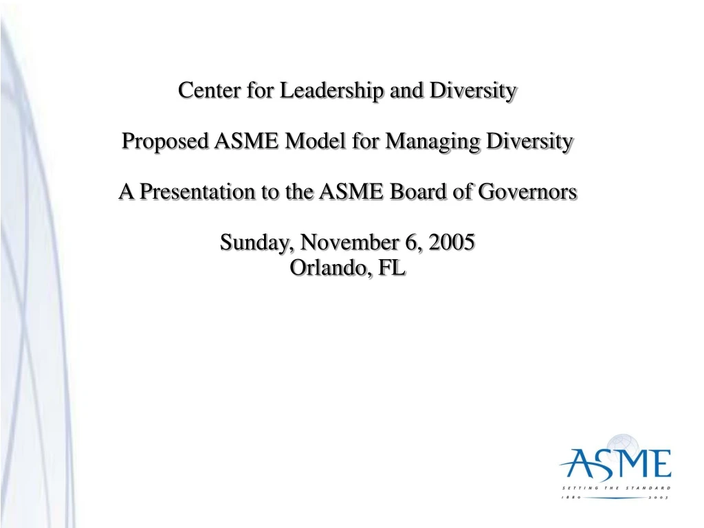 center for leadership and diversity proposed asme