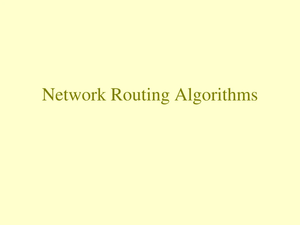 network routing algorithms