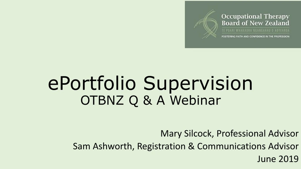 eportfolio supervision otbnz q a webinar