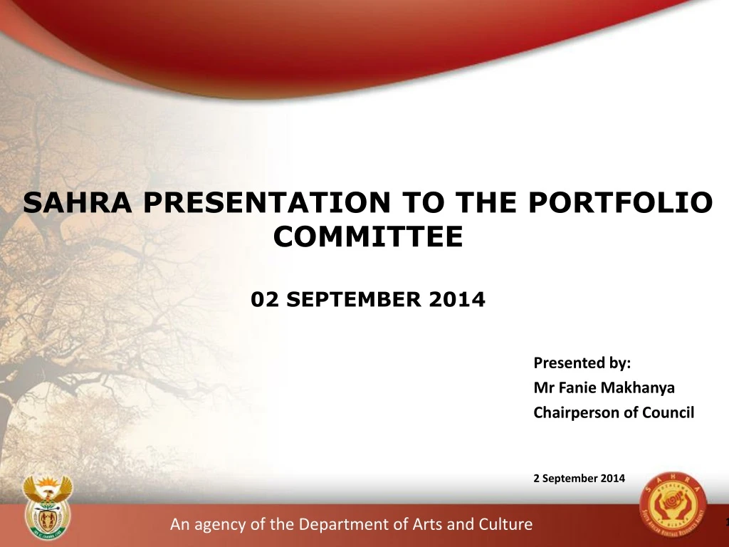 sahra presentation to the portfolio committee