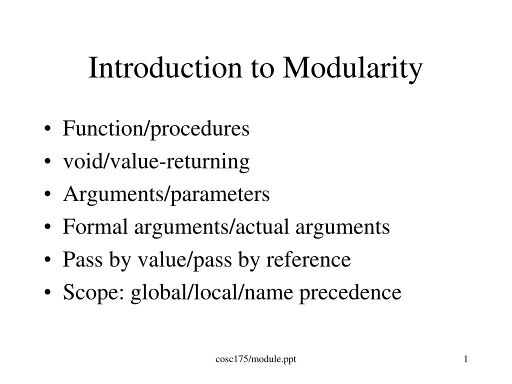 introduction to modularity