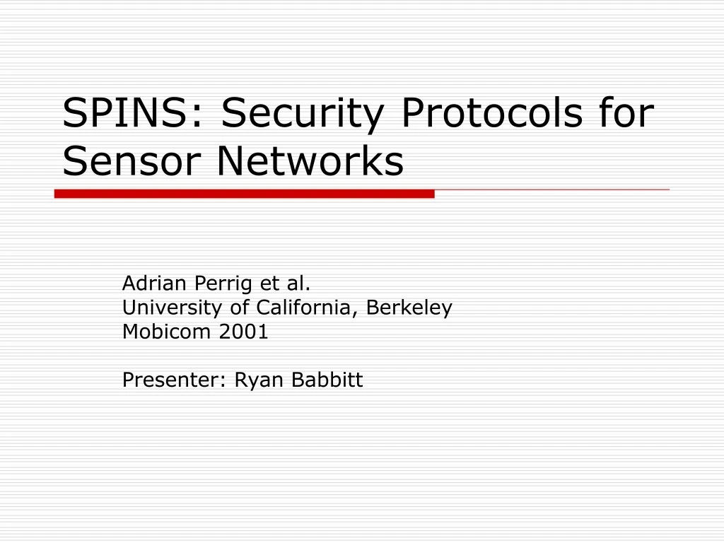 spins security protocols for sensor networks