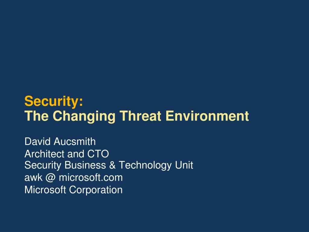 security the changing threat environment