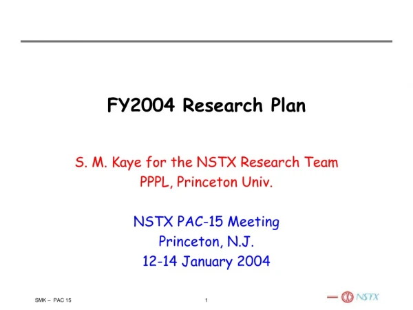 FY2004 Research Plan