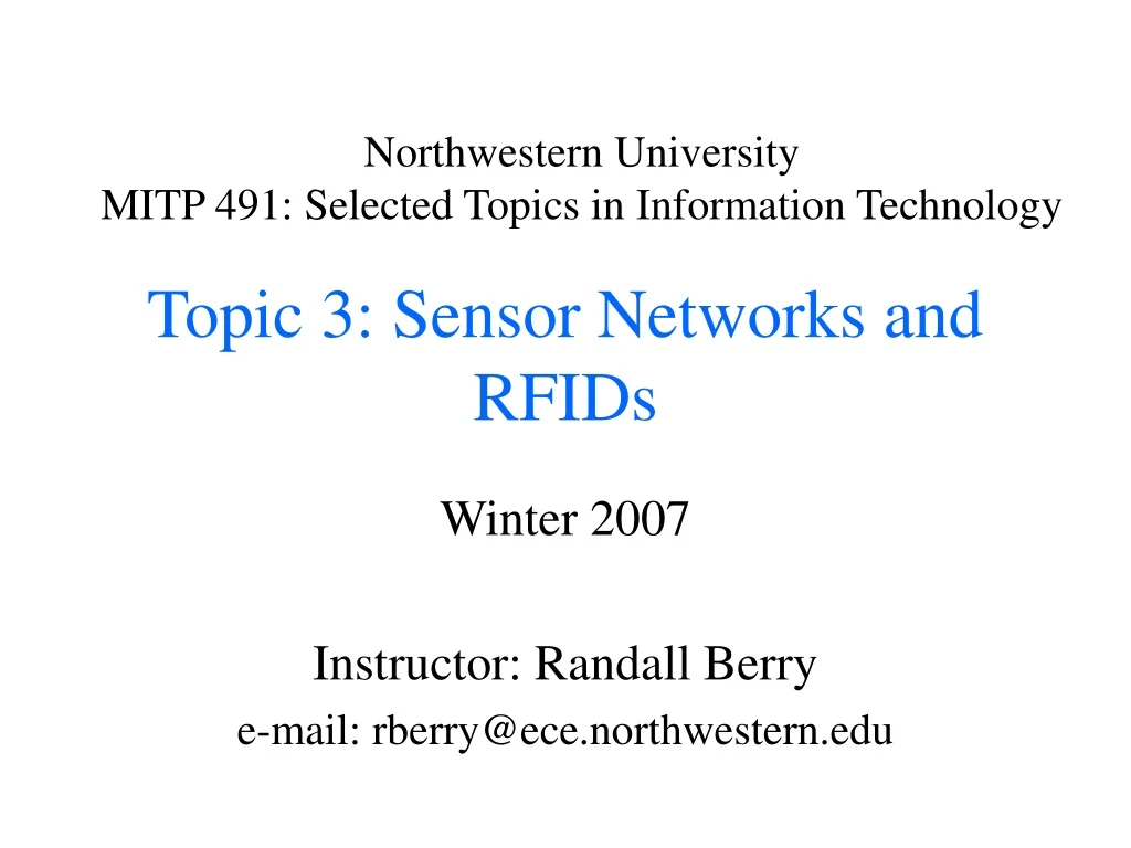 topic 3 sensor networks and rfids