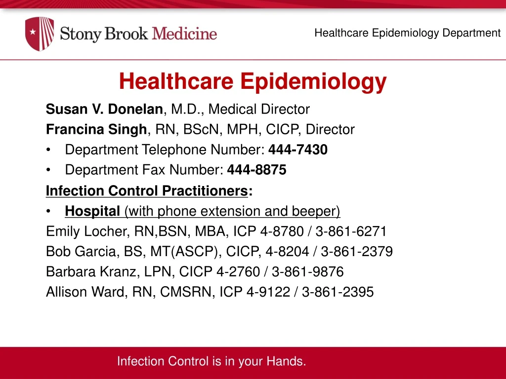 healthcare epidemiology department