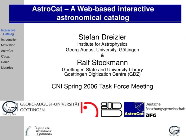 AstroCat – A Web-based interactive astronomical catalog