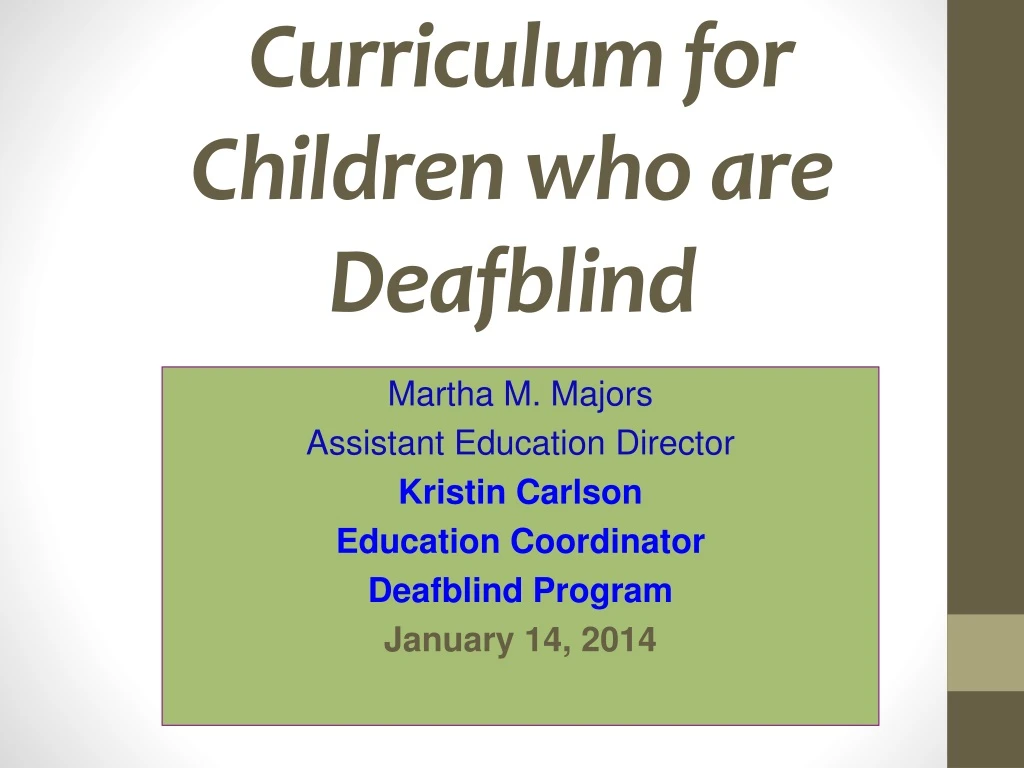 curriculum for children who are deafblind