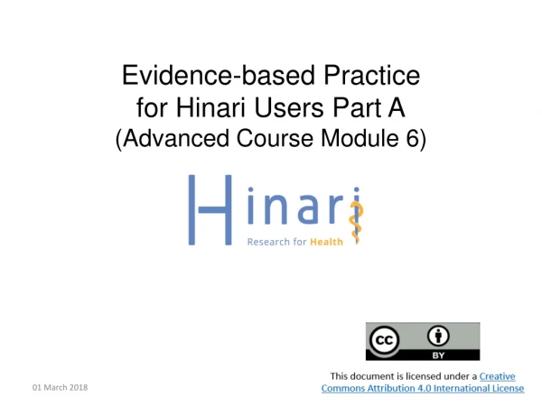 Evidence-based Practice  for Hinari Users Part A (Advanced Course Module 6)