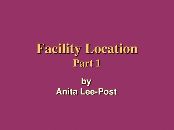 Facility Location Part 1