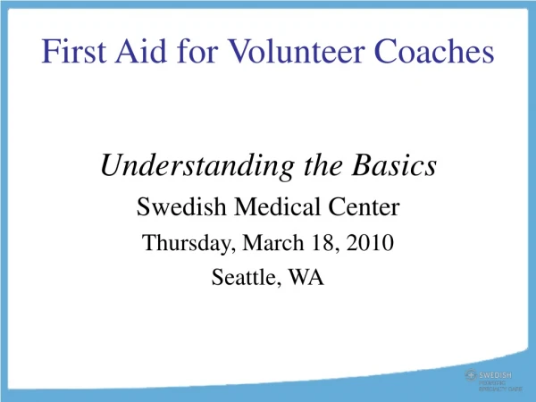 First Aid for Volunteer Coaches