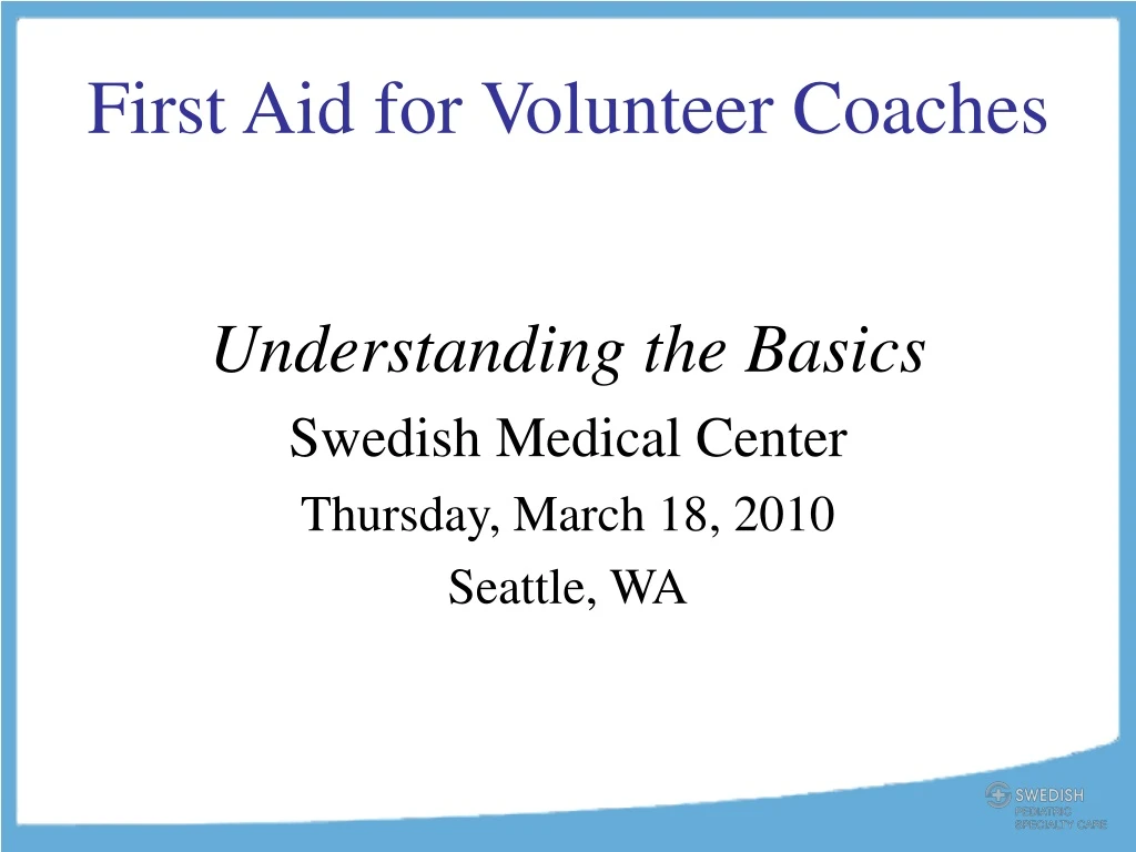 first aid for volunteer coaches