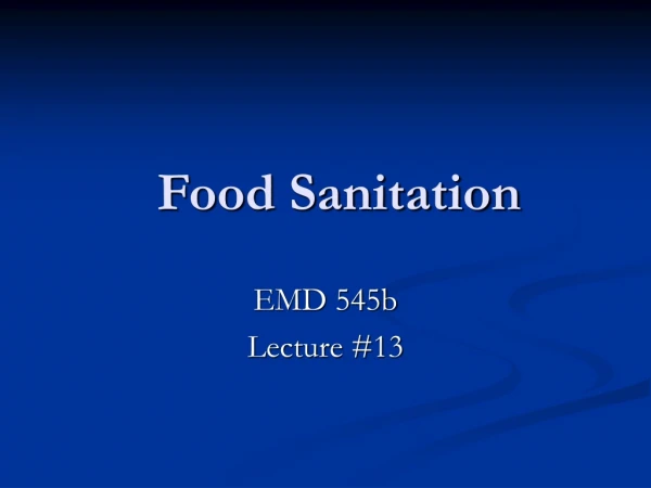 Food Sanitation