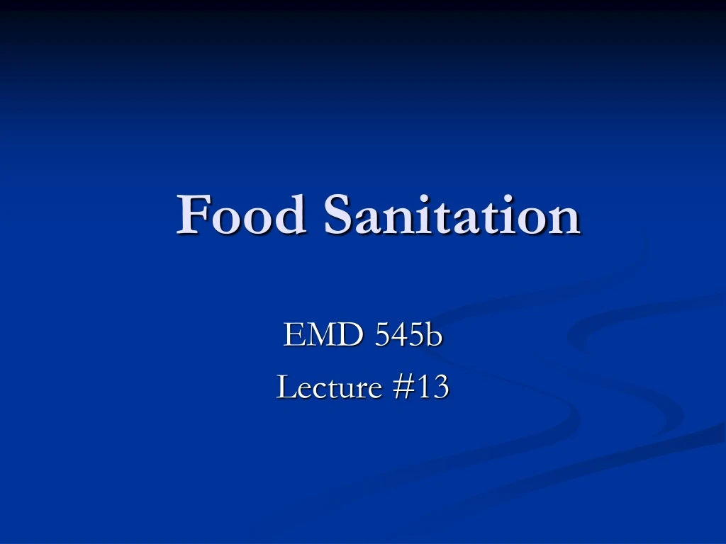 food sanitation