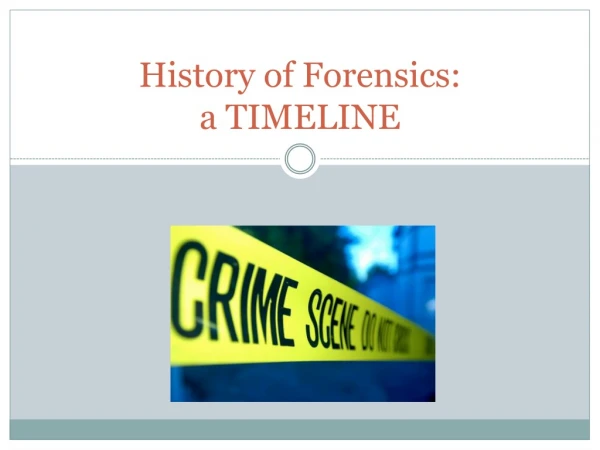 History of Forensics:   a TIMELINE