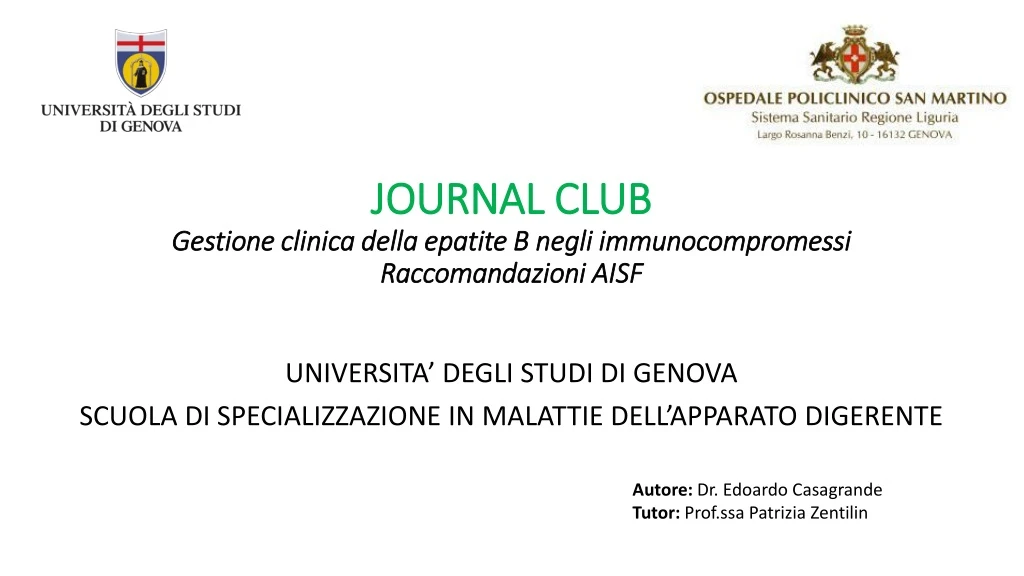 journal club gestione clinica della epatite b negli immunocompromessi raccomandazioni aisf