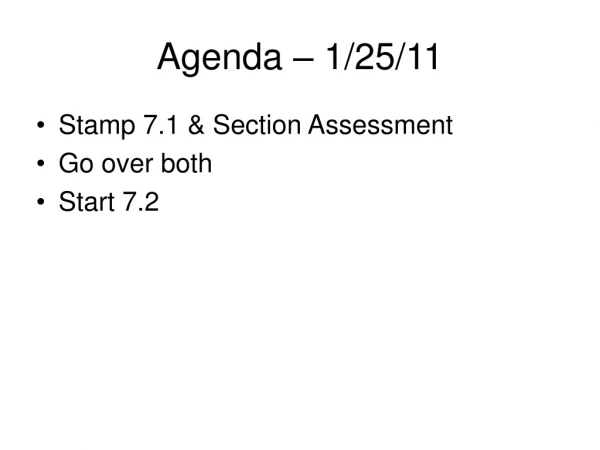 Agenda – 1/25/11