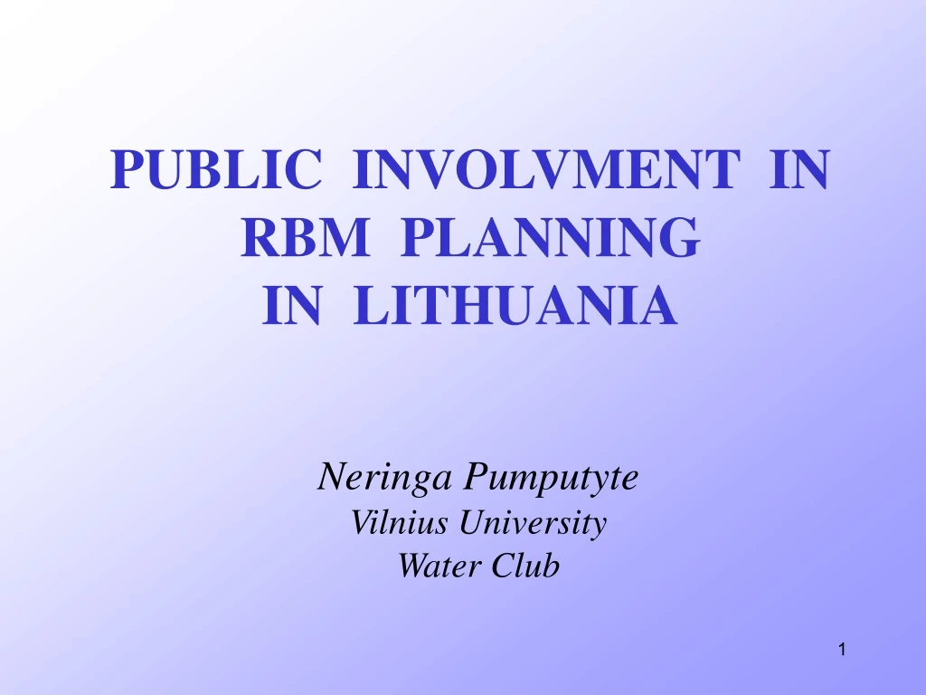 public involvment in rbm planning in lithuania