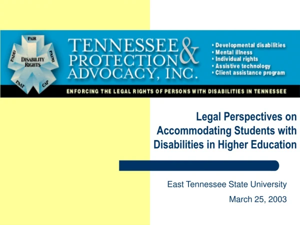Legal Perspectives on Accommodating Students with Disabilities in Higher Education