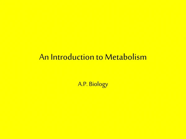 An Introduction to Metabolism