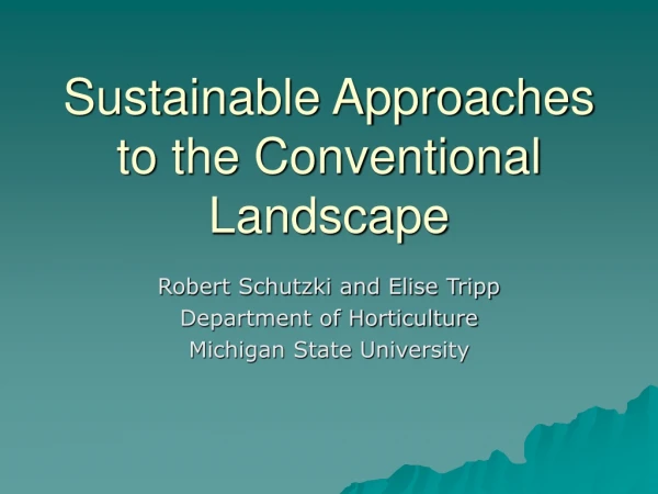 Sustainable Approaches to the Conventional Landscape