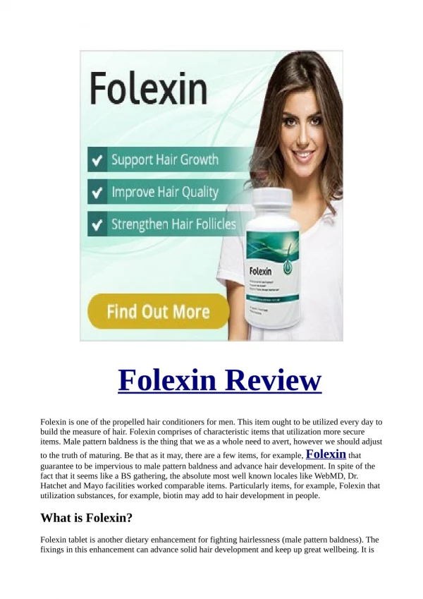 Folexin Review:-Natural Hair Growth Supplement ,read reviews, side effects, price,scam, pills,benefits & where to buy?