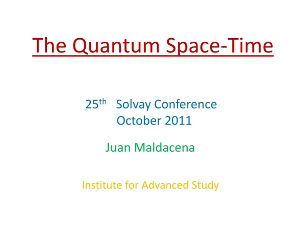 The Quantum Space-Time