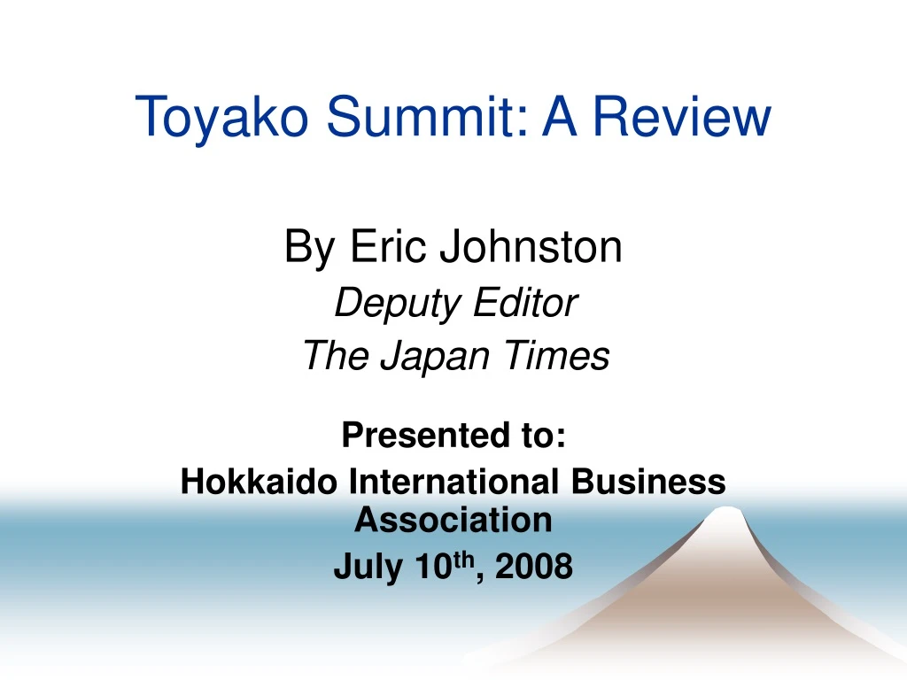 toyako summit a review