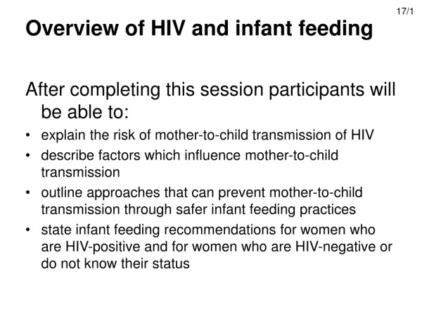 Overview of HIV and infant feeding