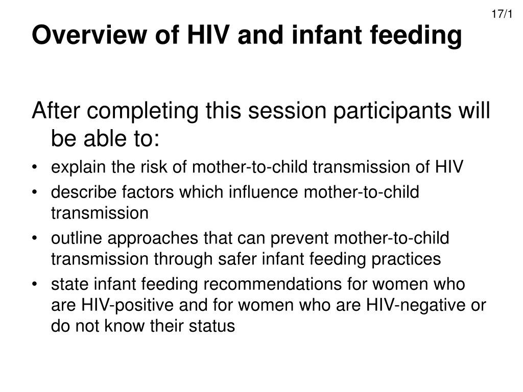 overview of hiv and infant feeding