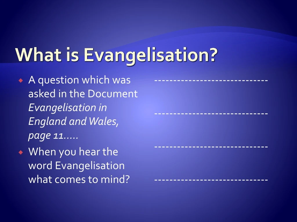 what is evangelisation