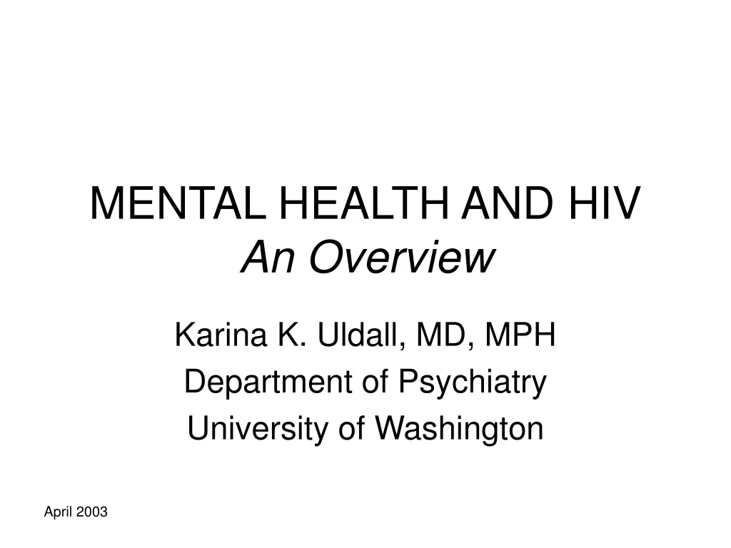 mental health and hiv an overview