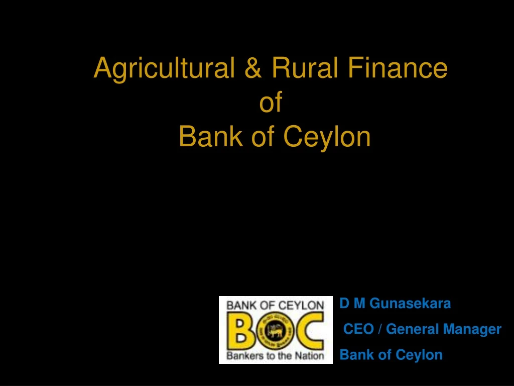 agricultural rural finance of bank of ceylon
