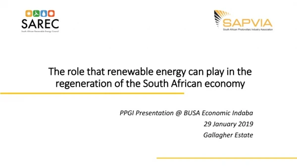 The role that renewable energy can play in the regeneration of the South African economy